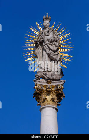 Pestsäule auf dem Platz der Freiheit (Namesti Svobody), Brünn, Südmähren, Tschechische Republik Statue Maria Jungfrau Stockfoto