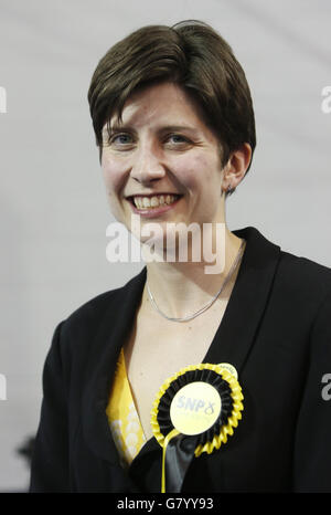 Alison Thewliss, Gewinnerin der Scottish National Party im Wahlkreis Glasgow Central in der Emirates Arena in Glasgow. Stockfoto