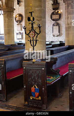 Pfarrei, Kendal, Cumbria, UK Kirche innen, Lord Mayor pew Stockfoto