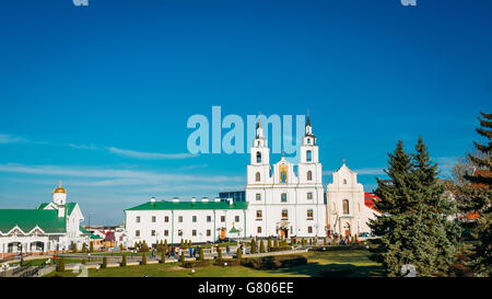 Panoramablick auf die Kathedrale des Heiligen Geistes In Minsk - The Main orthodoxe Kirche von Belarus und Wahrzeichen in Minsk Stockfoto