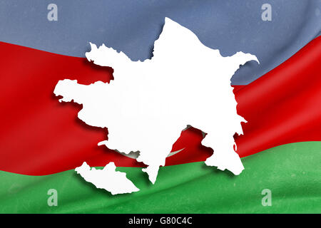 3D Rendering von Aserbaidschan Karte und Flagge Stockfoto