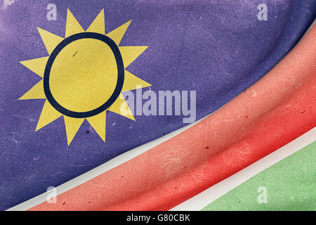 3D-Rendering ein alt und schmutzig Republik Namibia Flagge winken Stockfoto