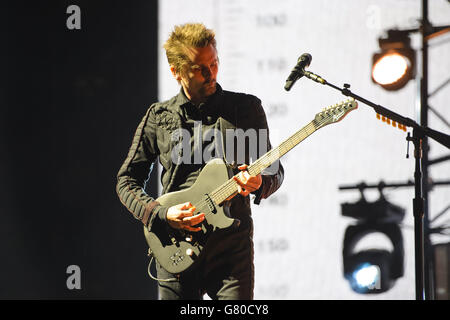 Matthew Bellamy von Muse beim Radio 1 Big Weekend, das im Earlham Park, Norwich, stattfand. Stockfoto