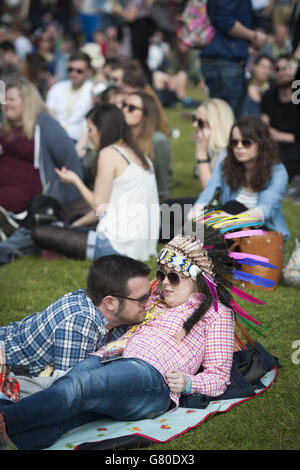 Atmosphäre im Radio 1 Big Weekend, gehalten in Earlham Park, Norwich. Stockfoto