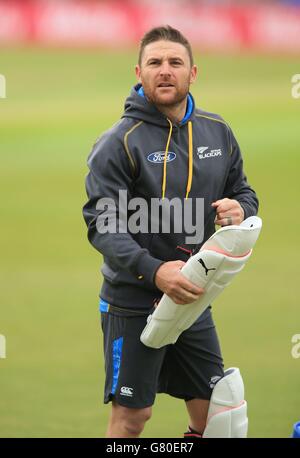 Cricket - zweites Investec-Testspiel - England gegen Neuseeland - Neuseeländische Netze und Pressekonferenz - erster Tag - Headingley. Der neuseeländische Kapitän Brendon McCullum am Tag einer der neuseeländischen Nets and Press Conferences in Headingley, Leeds. Stockfoto