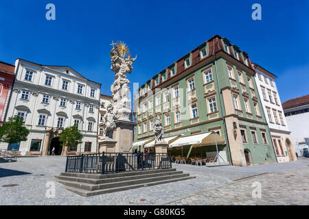 Sloup Nejsvětější Trojice - Brünner Barocksäule der Heiligen Dreifaltigkeit auf dem Kohlmarkt, Zelny Trh-Platz, Brünn Mähren Tschechische Republik Stockfoto