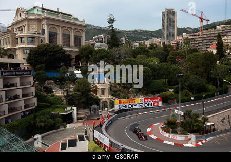 McLaren's Jenson-Taste beim Training für den Großen Preis von Monaco 2015 auf dem Circuit de Monaco, Monte Carlo, Monaco. Stockfoto