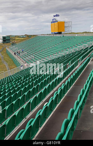 Temporäre Tribünen im Ort für die Open Golf Championship in Royal Birkdale Golf Course, Southport, Lankashire, UK Stockfoto