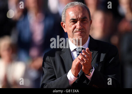 Präsident des französischen Tennisverbands (FFT) Jean Gachassin am 15. Tag der French Open bei Roland Garros am 7. Juni 2015 in Paris, Frankreich Stockfoto