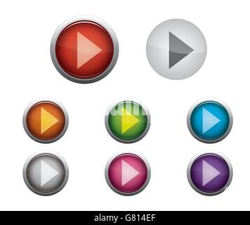 Abstraktes Vektor glänzend Web Buttons von Internet-Musikwiedergabe Stock Vektor