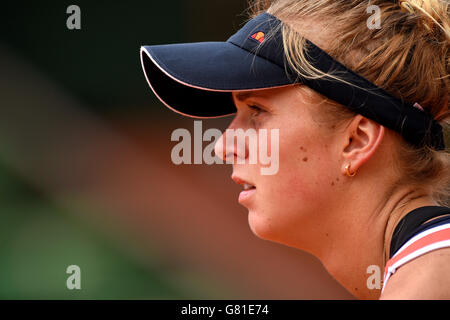 Elina Svitolina beim Frauen-Quater-Finale gegen Ana Ivanovic am 10. Tag der French Open in Roland Garros am 2. Juni 2015 in Paris, Frankreich Stockfoto