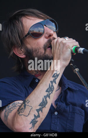 Rho, Italien. 15. Juni 2011. Die US-amerikanische Rock-Band BAND OF HORSES tritt bei Arena Fiera di Milano während der "Rock In Idrh Stockfoto