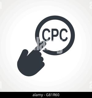 Hand drückt den Knopf mit Text "CPC" Stock Vektor