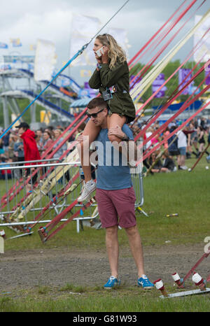 Festivalbesucher am 1. Tag des Parklife Festivals am 06 2015. Juni im Heaton Park Manchester, Großbritannien Stockfoto