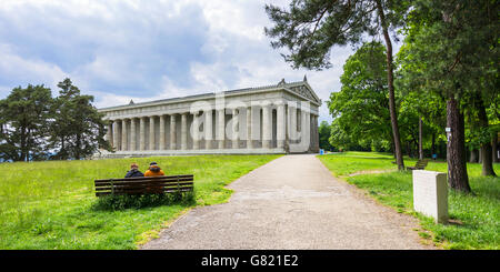 Die Ruhmeshalle Walhalla Tempel in der Nähe von Regensburg, Bayern, Deutschland. Stockfoto