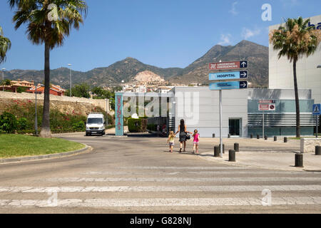 Notfall Eintritt Xanit International Hospital, Benalmadena, besucht von britischen Expats. Costa Del Sol, Spanien. Stockfoto