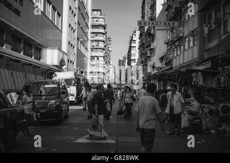 27. Juni 2016 Reisen in Sham Shui Po, Hong Kong - die berühmten Straßenmarkt und Altstadt Stockfoto
