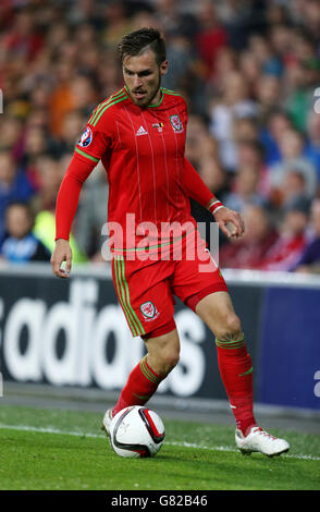 Fußball - UEFA-Europameisterschaft Qualifikation - Gruppe B - Wales V Belgien - Cardiff City Stadium. Wales Aaron Ramsey während des UEFA-Europameisterschafts-Qualifikationsspiel im Cardiff City Stadium, Cardiff. Stockfoto