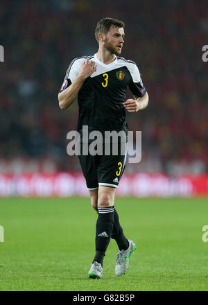 Fußball - UEFA-Europameisterschaft Qualifikation - Gruppe B - Wales V Belgien - Cardiff City Stadium. Der belgische Nicolas Lombaerts während des UEFA-Europameisterschafts-Qualifikationsspiel im Cardiff City Stadium, Cardiff. Stockfoto