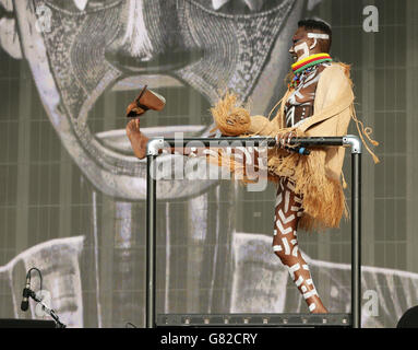 Grace Jones tritt auf der Great Oak Stage beim British Summer Time Hyde Park Festival im Hyde Park im Zentrum von London auf. Stockfoto