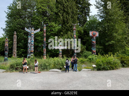 Totempfähle am Brockton Point im Stanley Park, Vancouver, b.c. Stockfoto