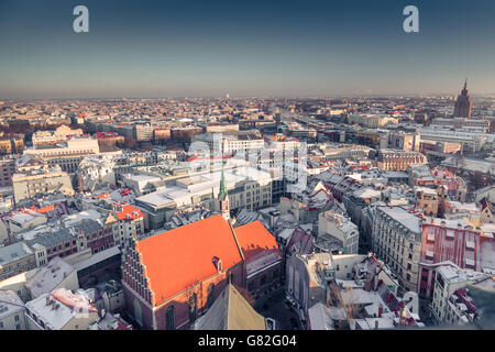 Lettlands Hauptstadt - Riga aus der Vogelperspektive Stockfoto