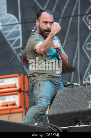 Neil Fallon von Clutch live auf der Bühne am 1. Tag des Download Festivals am 12 2015. Juni im Donnington Park, Großbritannien Stockfoto