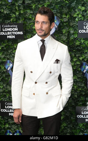 David Gandy kommt beim Samuel L Jackson und einer für den Boys Charity Fashion Ball im Roundhouse in London, einer Veranstaltung im Rahmen der London Collections: Men des British Fashion Council. Stockfoto