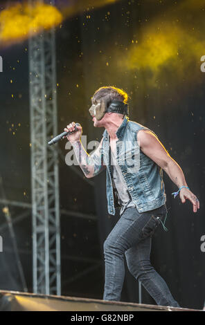 Download Festival 2015 - Tag Zwei - Donington Park. Holywood Undead live auf der Bühne am 2. Tag des Download Festivals am 13 2015. Juni in Donington Park, Großbritannien Stockfoto