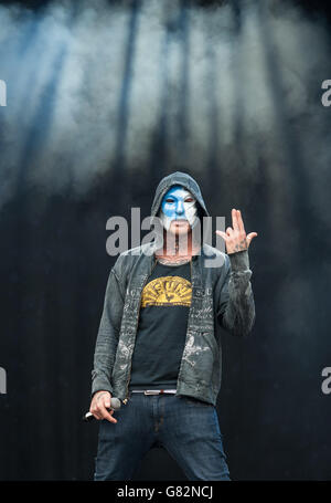 Download Festival 2015 - Tag Zwei - Donington Park. Holywood Undead live auf der Bühne am 2. Tag des Download Festivals am 13 2015. Juni in Donington Park, Großbritannien Stockfoto