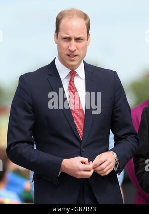 Der Herzog von Cambridge nimmt an einer Magna Carta Gedenkveranstaltung zum 800. Jahrestag im Magna Carta Memorial in Runnymede, in der Nähe von Egham, Surrey, Teil. Stockfoto