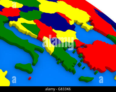 Griechenland auf bunten politischen Welt. 3D illustration Stockfoto