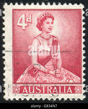 Australien - ca. 1958: Briefmarke gedruckt von Australien, zeigt Königin Elizabeth, ca. 1958 Stockfoto