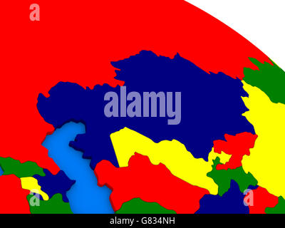 Kasachstan auf bunten politischen Welt. 3D illustration Stockfoto