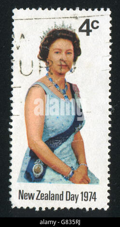 Neuseeland - CIRCA 1974: Briefmarke gedruckt von Neuseeland zeigt Königin Elizabeth II., ca. 1974 Stockfoto