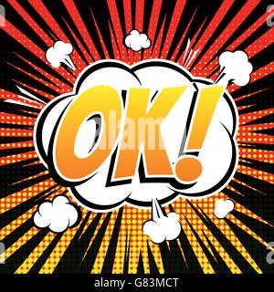 OK Comic Blase Text Retro-Stil Stock Vektor