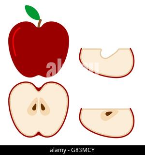 Obst und Apfel Apfelscheiben Vektor-illustration Stock Vektor