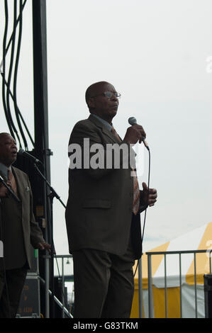 Sensationelle Royal-Lichter-Gospel-Gruppe auf dem Folk Festival 2015, Bangor, Maine, USA Stockfoto