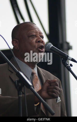 Sensationelle Royal-Lichter-Gospel-Gruppe auf dem Folk Festival 2015, Bangor, Maine, USA Stockfoto