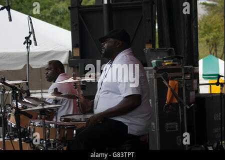 Sensationelle Royal-Lichter-Gospel-Gruppe auf dem Folk Festival 2015, Bangor, Maine Stockfoto