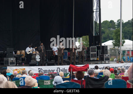 Sensationelle Royal-Lichter-Gospel-Gruppe auf dem Folk Festival 2015, Bangor, Maine Stockfoto