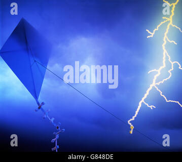 Kite fliegen Blitzeinschlag Stockfoto