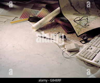 Architektonische Designer Mapmaker Schreibtisch Stockfoto