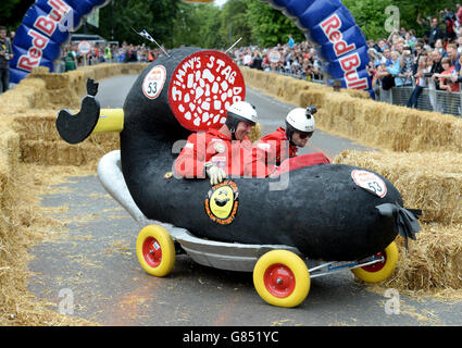 Team Pudd' Nehmen Sie am Red Bull Soapbox Race im Alexandra Palace, London, Teil. Stockfoto