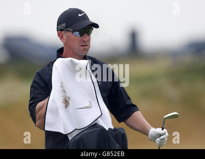 Der US-Amerikaner David Duval während eines Trainingstages vor der Open Championship 2015 in St Andrews, Fife. Stockfoto