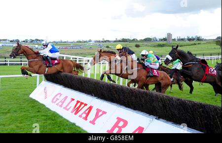 Empresario von Mark Enright (links) vor dem Gewinn des Latin Quarter Beginners Chase während des zweiten Tages des Galway Festivals auf der Galway Racecourse, Ballybrit. Stockfoto