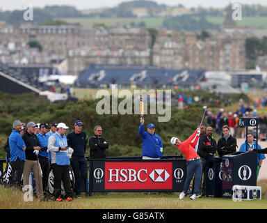 Golf - The Open Championship 2015 - Praxis Tag Drei - St Andrews. Englands Paul Kinnear schlägt sich während eines Trainingstages vor der Open Championship 2015 in St. Andrews, Fife, vom 6. Ab. Stockfoto