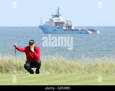 Schwedens Robert Karlsson auf dem 4. Green beim Finale des Saltyre Energy Paul Lawrie Match Play am 4. Tag des Saltyre Energy Paul Lawrie Match Play im Murcar Links Golf Club, Aberdeen. Stockfoto