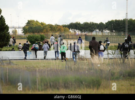 Calais Flüchtlingskrise Stockfoto