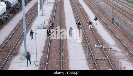 Calais Flüchtlingskrise Stockfoto